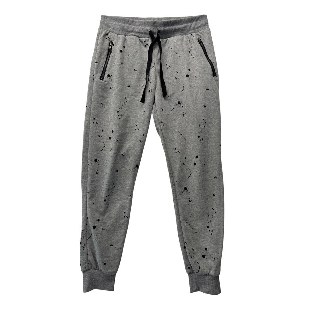 STELLA TWEED Lounge Joggers Sweatpants Woman's Size L Gray Paint Splatter